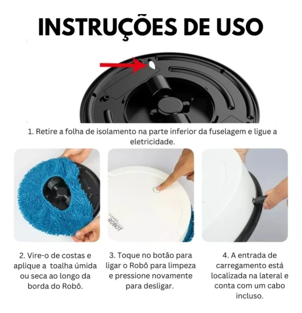 Robô Limpa Casa Mop Inteligente Passa Pano E Seca Automático - Imagem 4